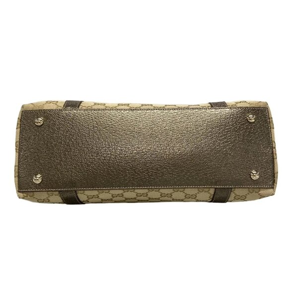 Auth GUCCI GG/Abbey 141470 Beige Light Brown Bronze Jacquard Leather - Picture 5 of 16